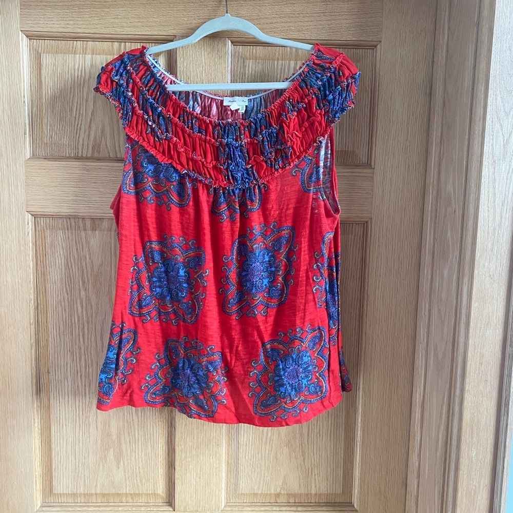 Anthropologie Meadow Rue Red and Blue Women's Top